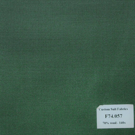F74.057 Kevinlli V6 - Vải Suit 70% Wool - Xanh Lá Trơn